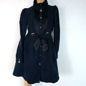 Faux suede military inspired fall coat M